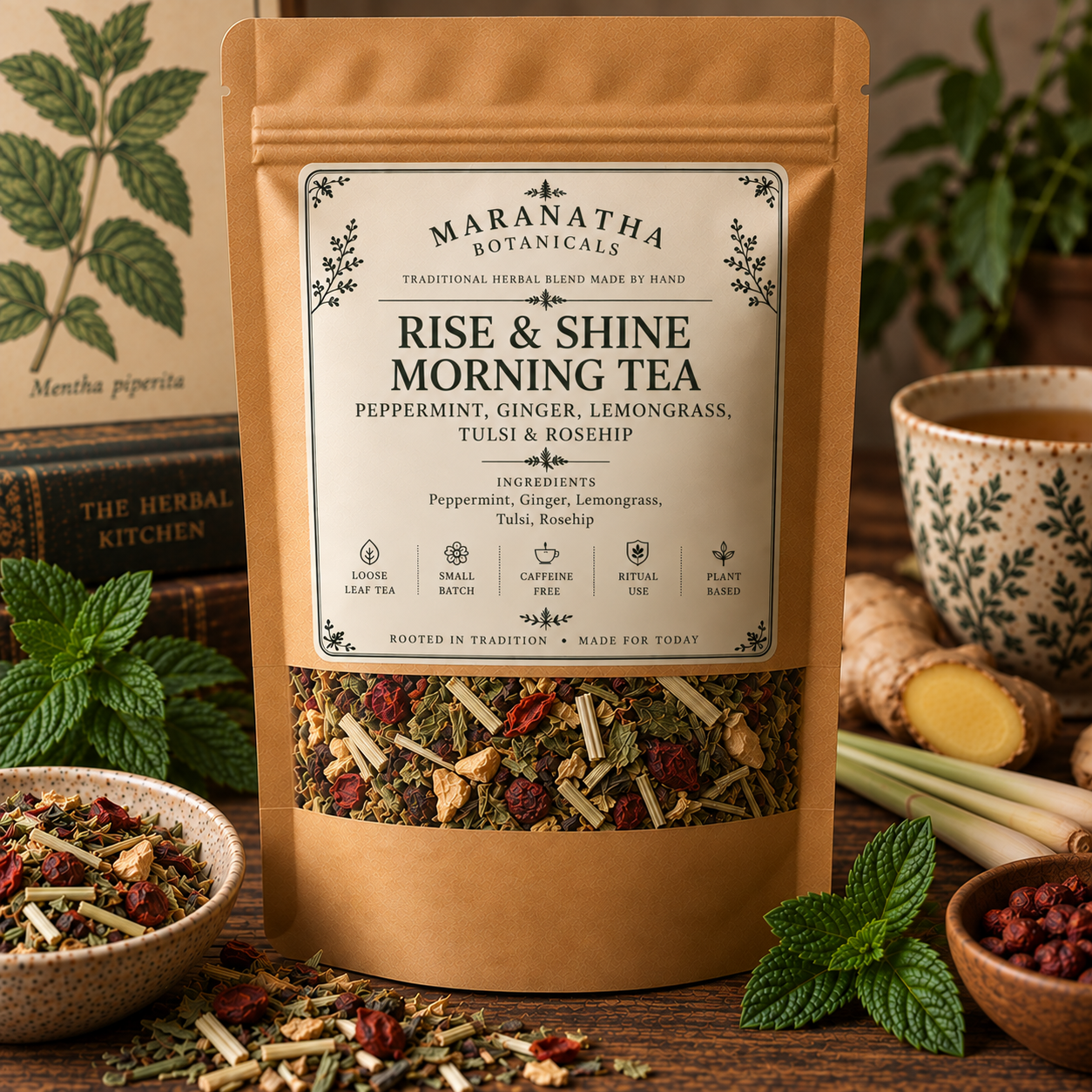 Rise & Shine Morning Herbal Tea | Peppermint, Ginger & Tulsi