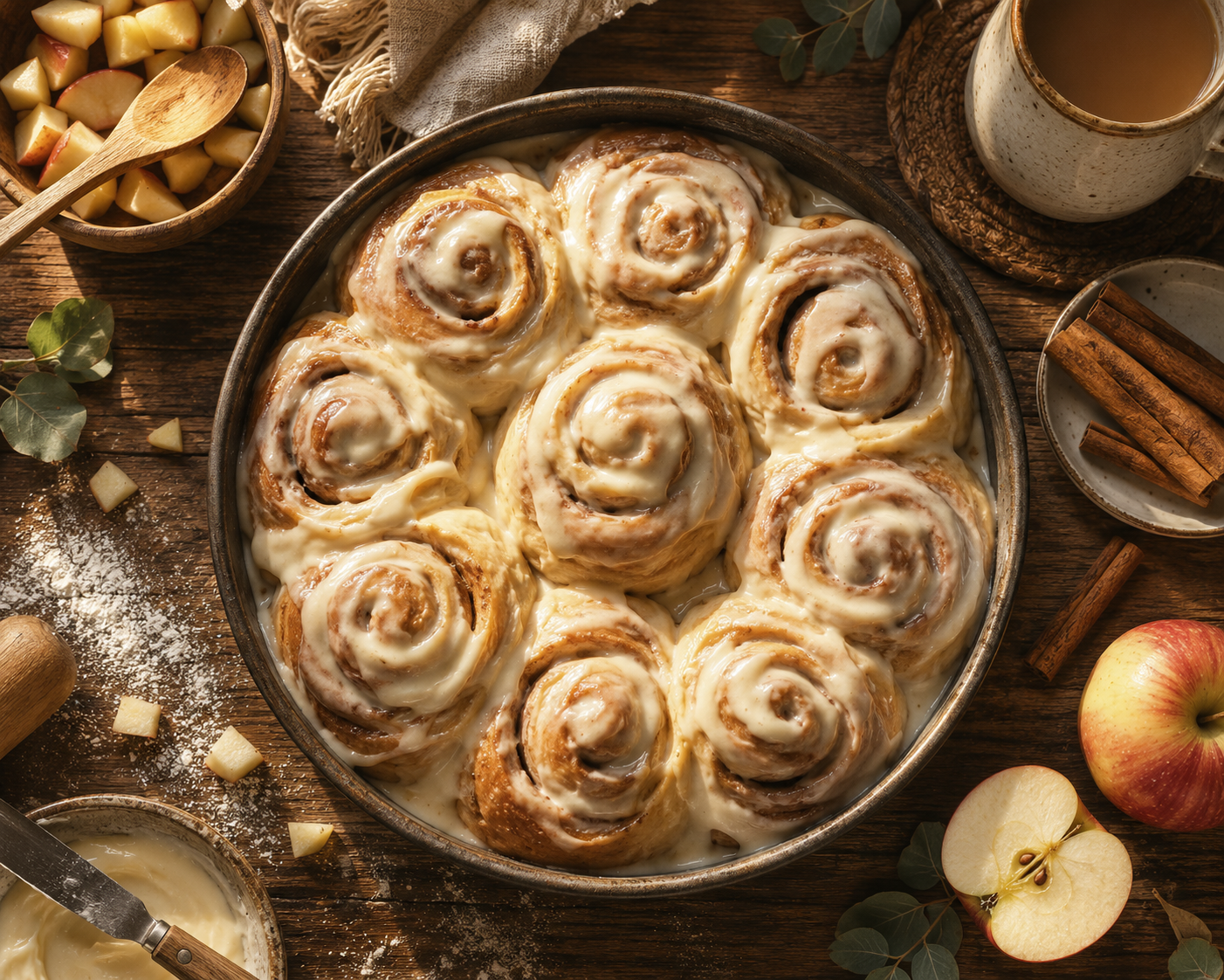 Soft Sourdough Apple Cinnamon Rolls With Cream Cheese Frosting