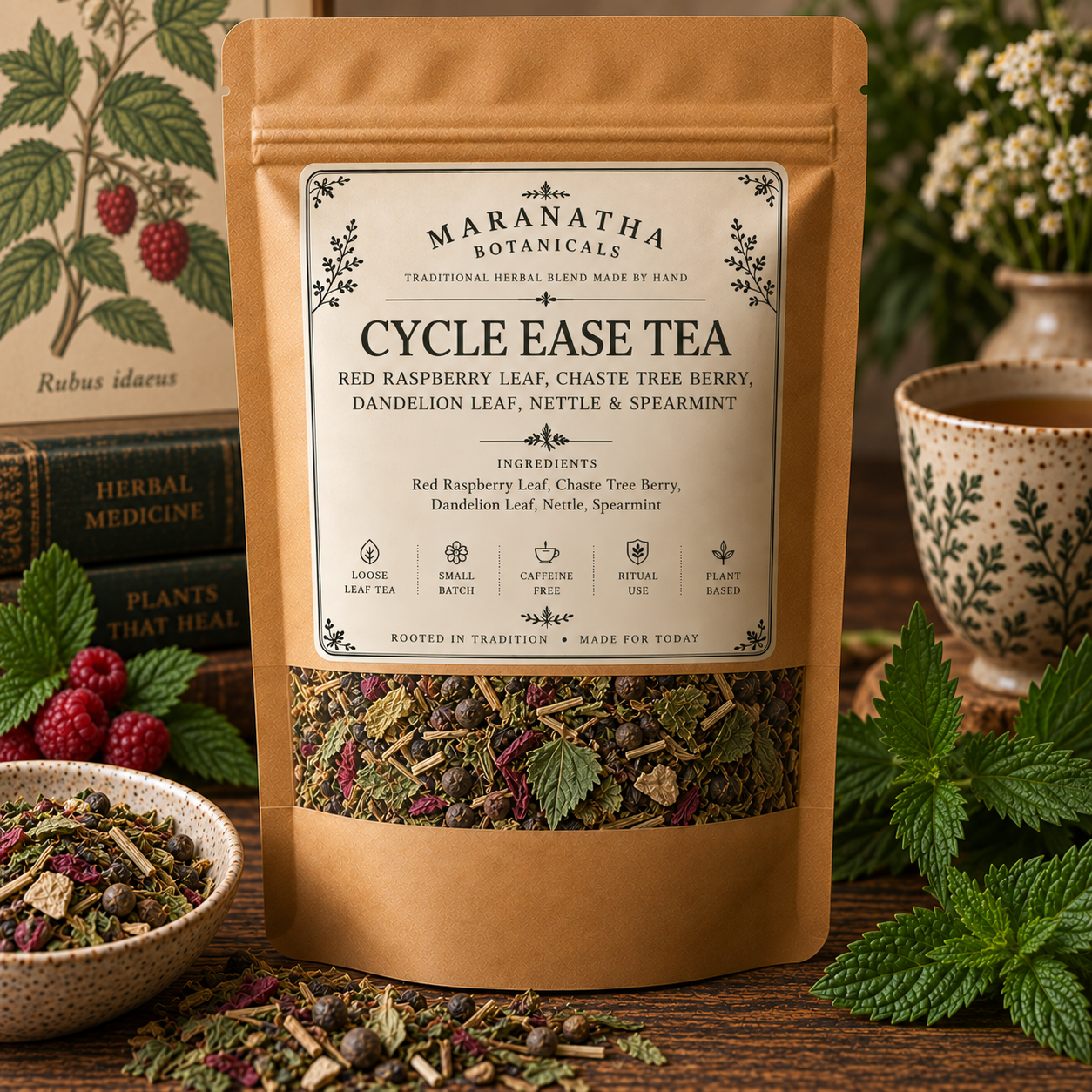 Cycle Ease Herbal Tea | Raspberry Leaf, Chaste Tree & Nettle