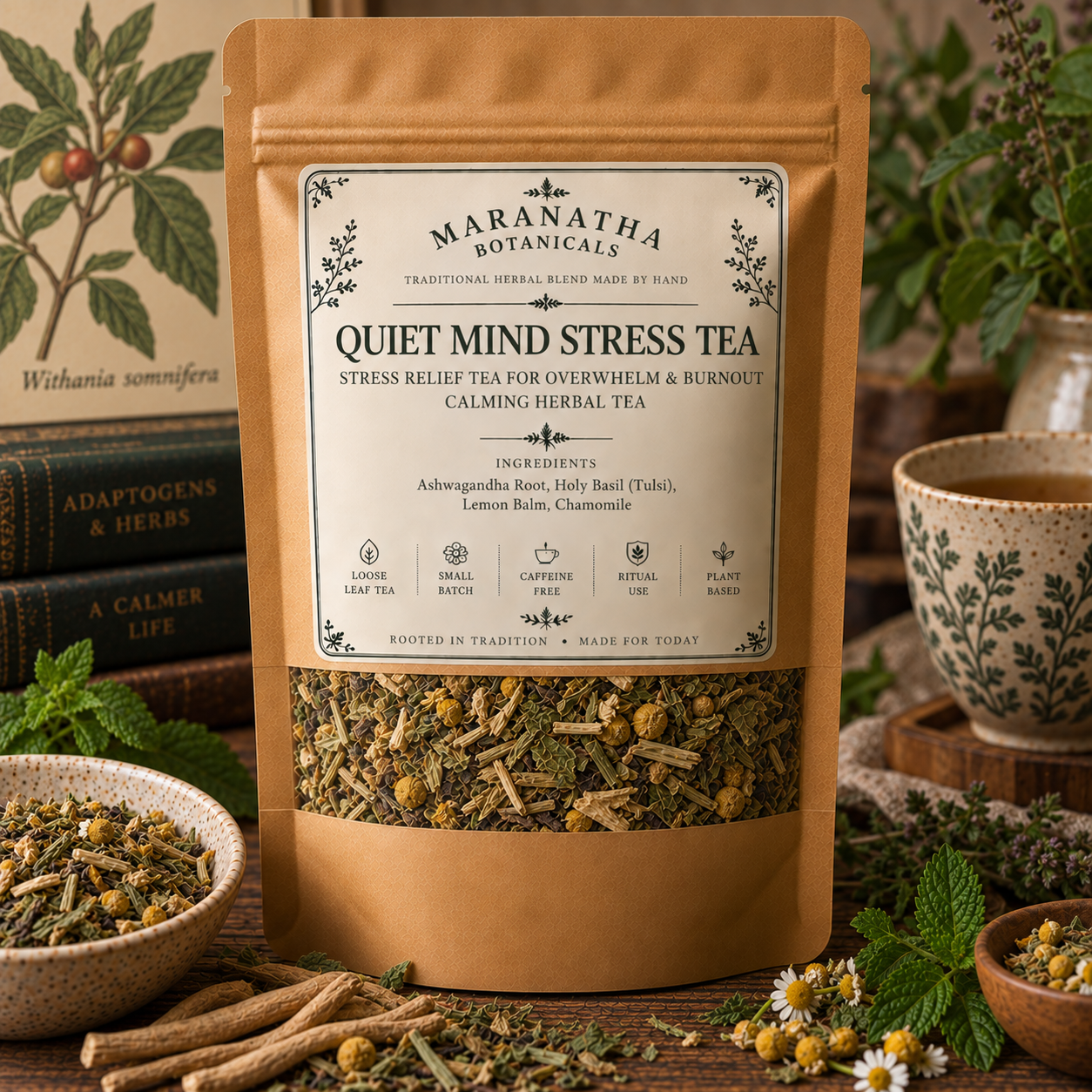 Quiet Mind Herbal Tea | Ashwagandha, Tulsi & Lemon Balm