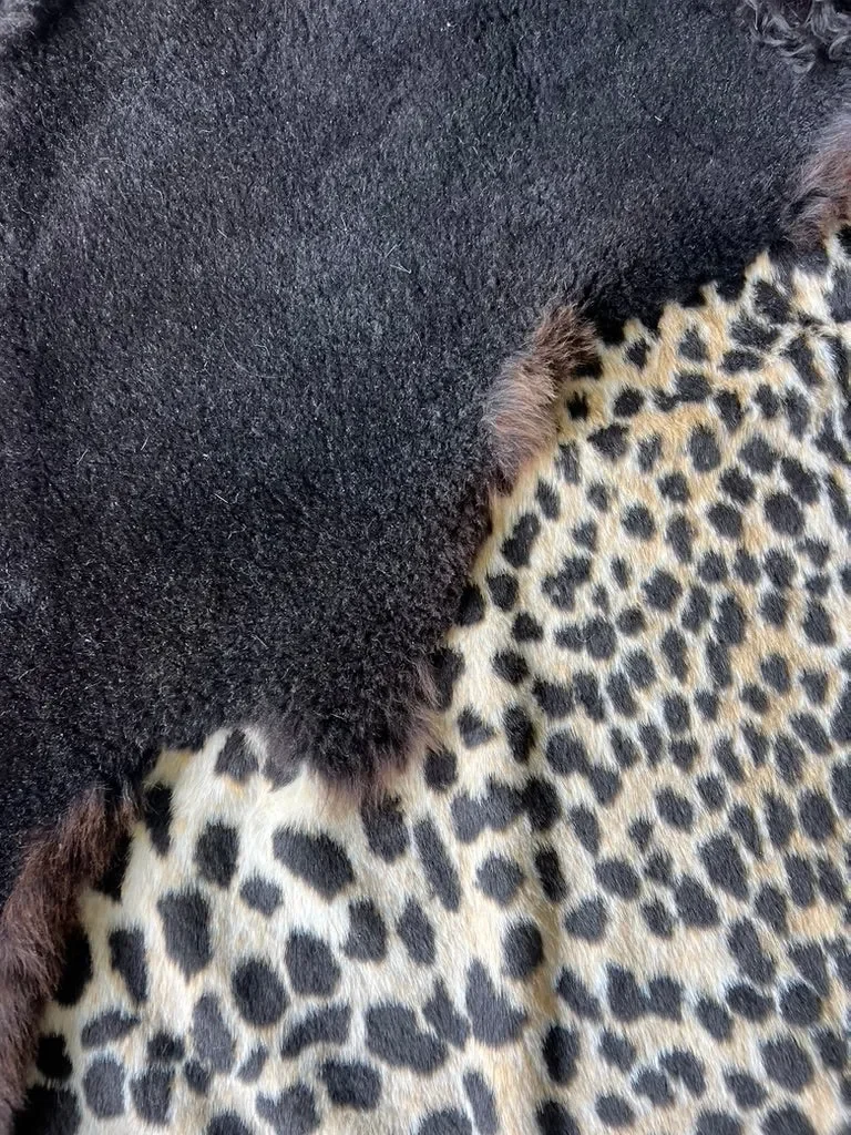 Leo by Wol Society, a giant black sheepskin rug with a faux leopard print center
