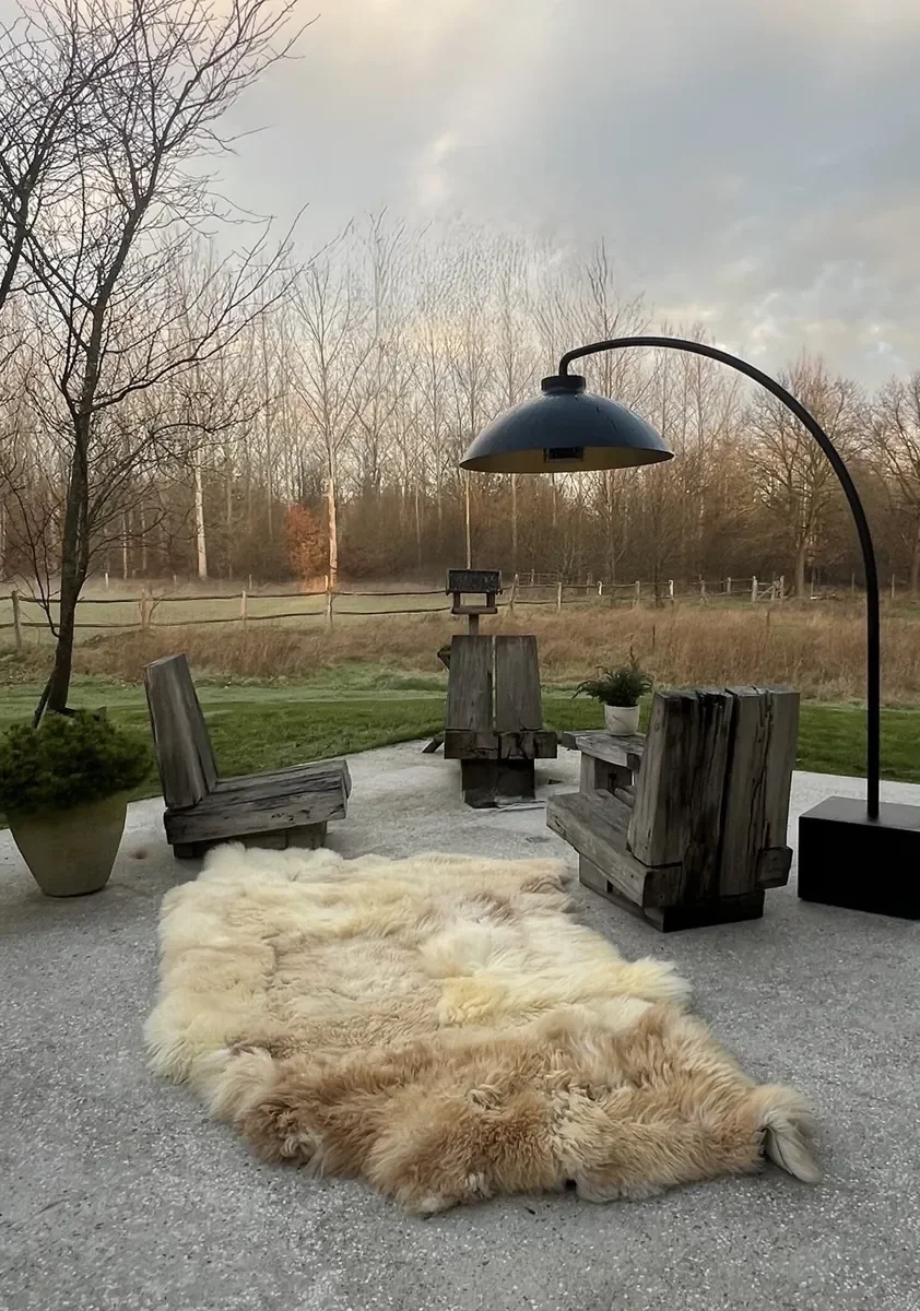 Sweetheart by Wol Society, a shaggy honey and blonde sheep skin rug