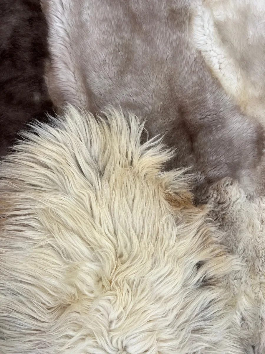 Willow by Wol Society, a giant creamy taupe Icelandic sheepskin rug with long, voluminous wavy curls