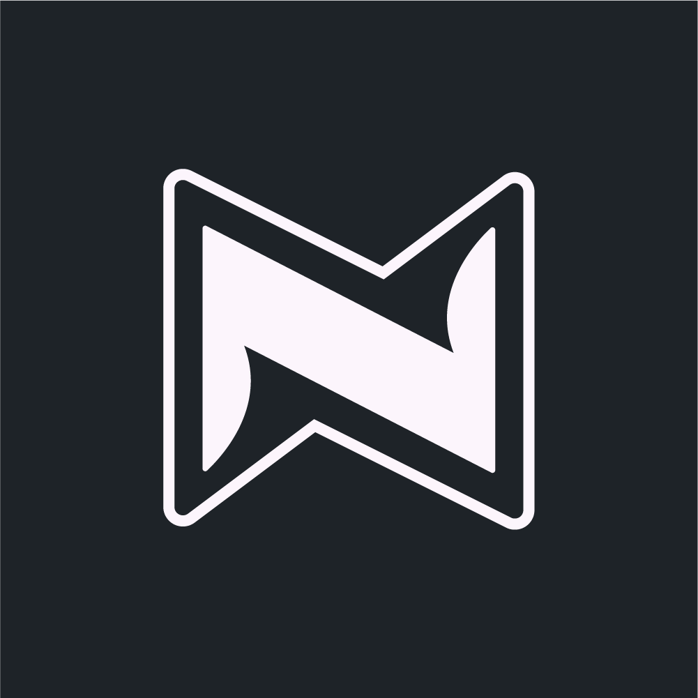 Stylized black and white logo for a content creator called "Mr. Napkin" with geometric shapes forming an abstract letter 'N' on dark background.