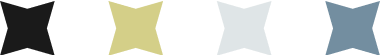 A row of five rectangular tiles with star shapes in various colors: black, yellow, white, red, and blue.
