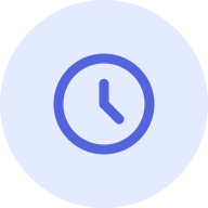 Clock icon on a light blue background