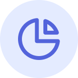 A purple pie chart icon with a clock in the background.