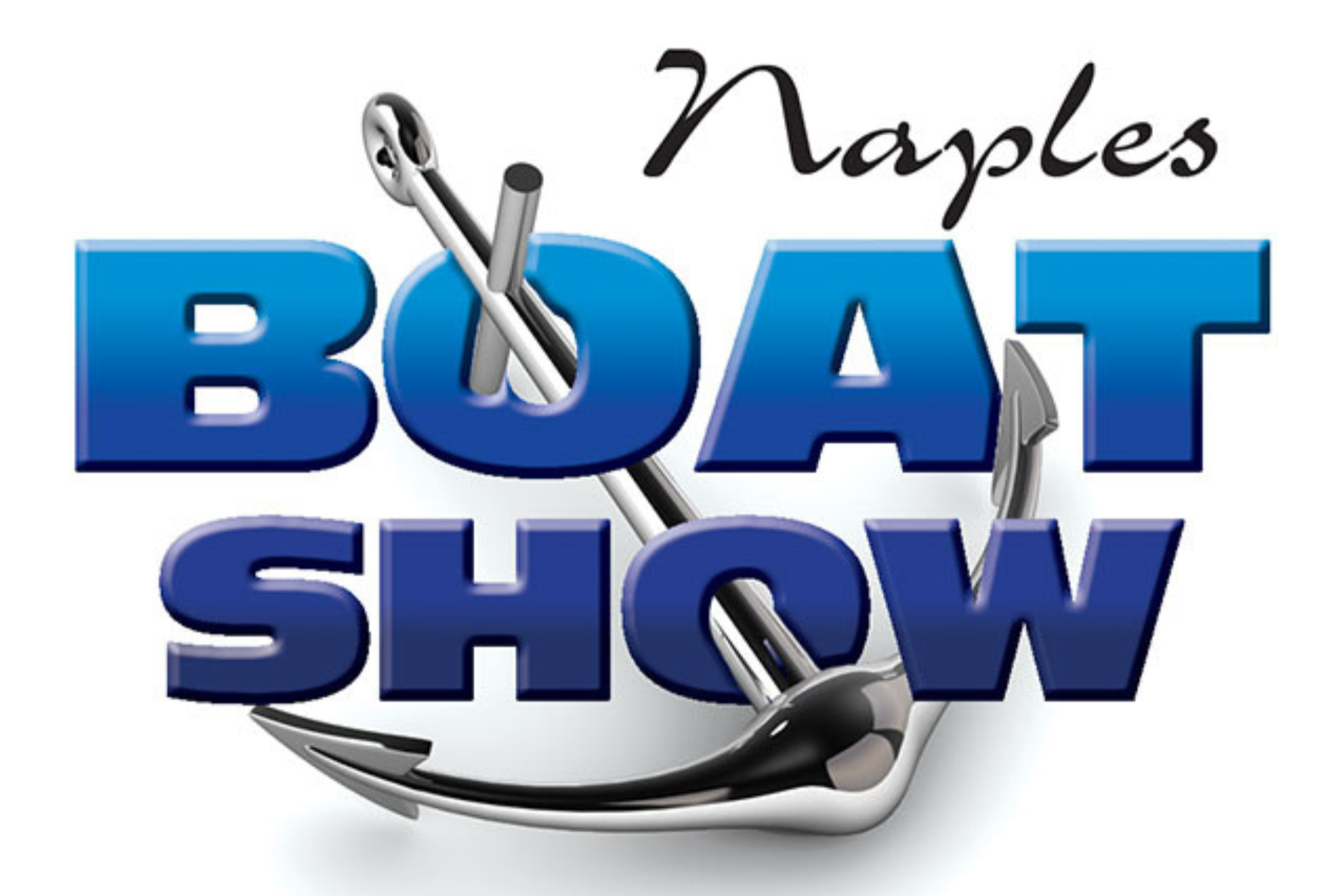 A robotic hand holding a logo that reads 'Napes B0AT Show' with a graphic of a boat in the background.