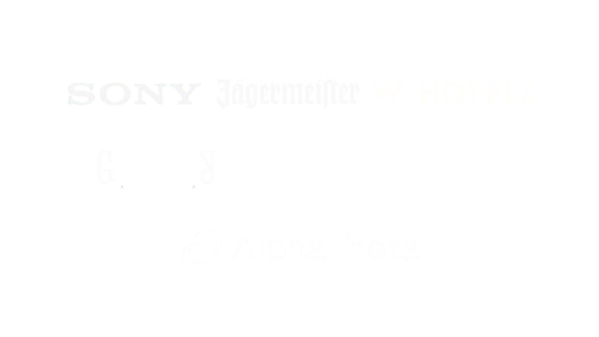 Logos of partners: Sony, Jägermeister, W Hotels, Glastonbury Festival, V&A, Beatport, and AlphaTheta.