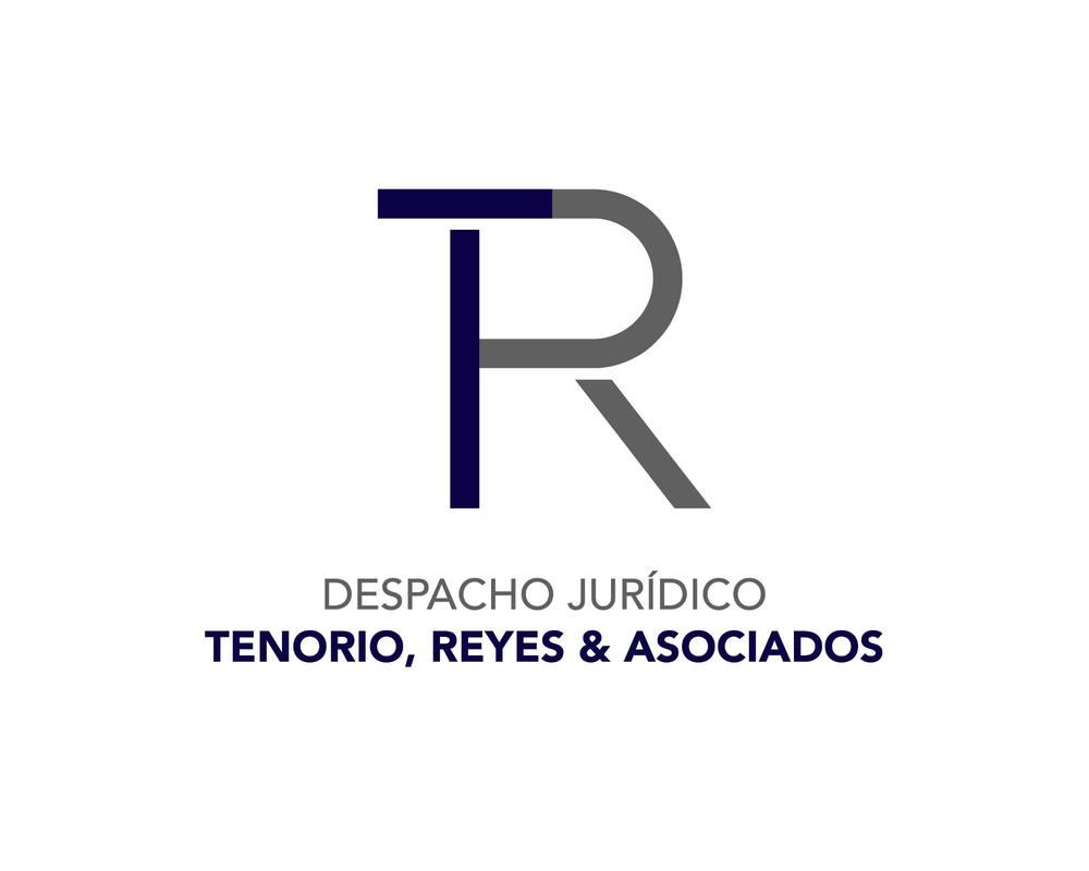 Logotipo de un despacho jurídico con letras 'TR' estilizadas y el texto 'Despacho Jurídico Tenorio, Reyes & Asociados'.