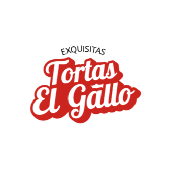 Logo con el texto "Exquisitas Tortas El Gallo" en letras rojas y negras.