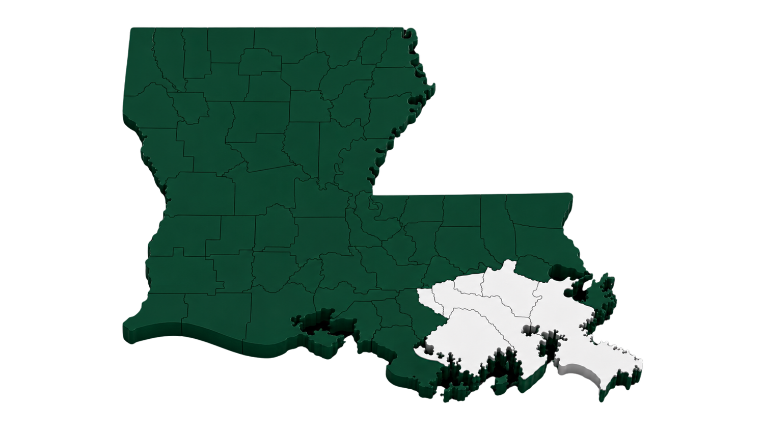Louisiana map highlighting Kenosis operating parishes