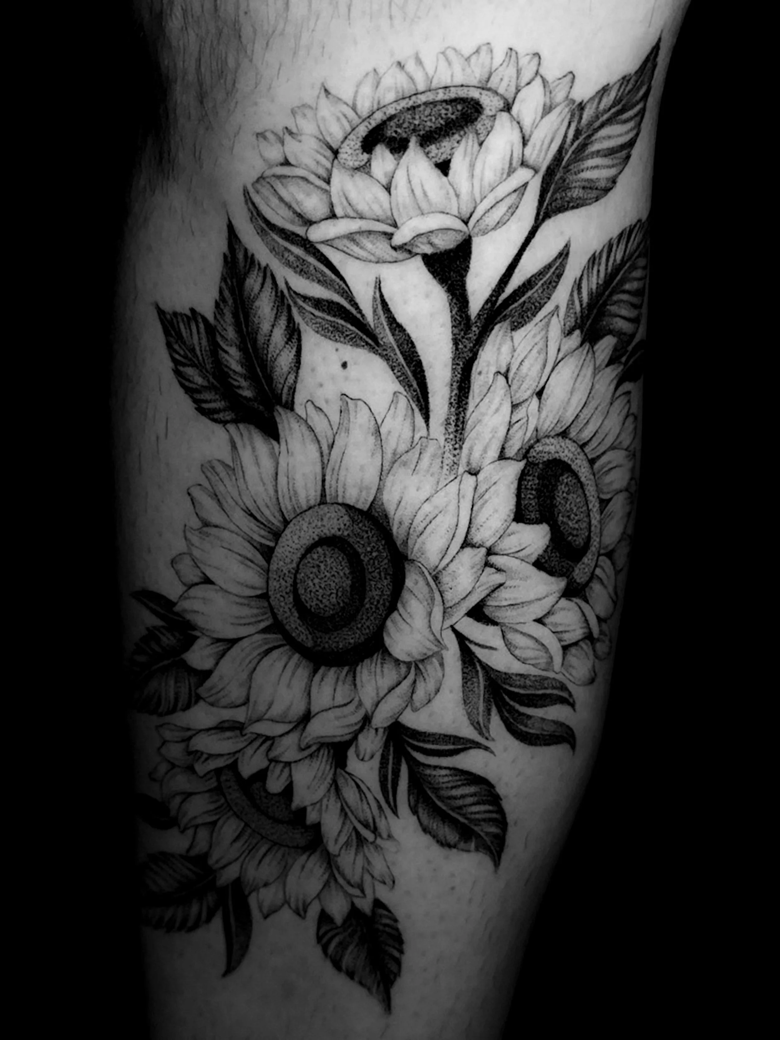Would also love to draw more flowers 🌻 

Did this in two sessions.  2nd pic is how it healed after the first session also featuring my clients healed video they sent me, alongside that is my discombobulated procreate process🙂&zwj;↕️