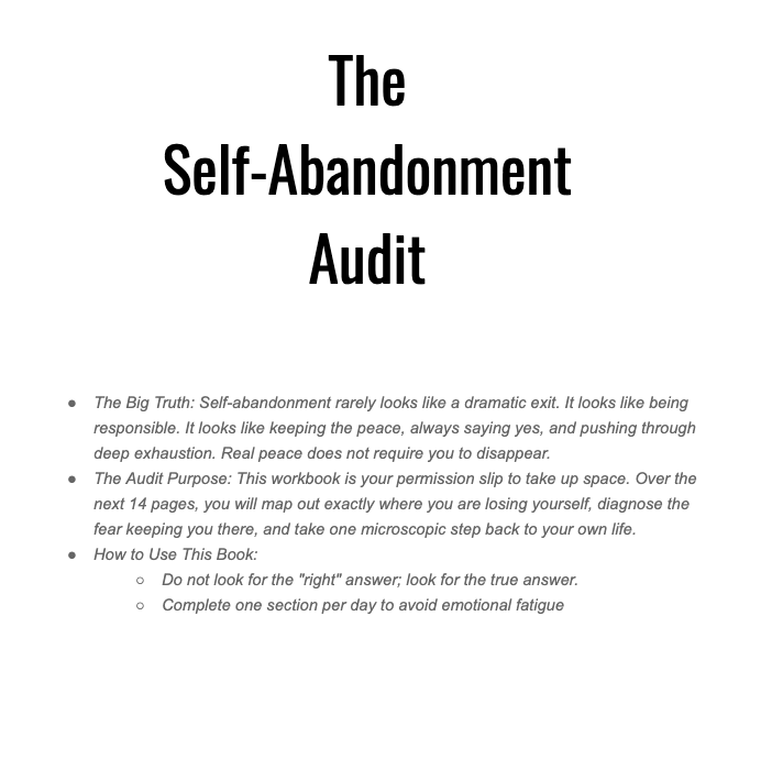 The Self -Abandonment Audit