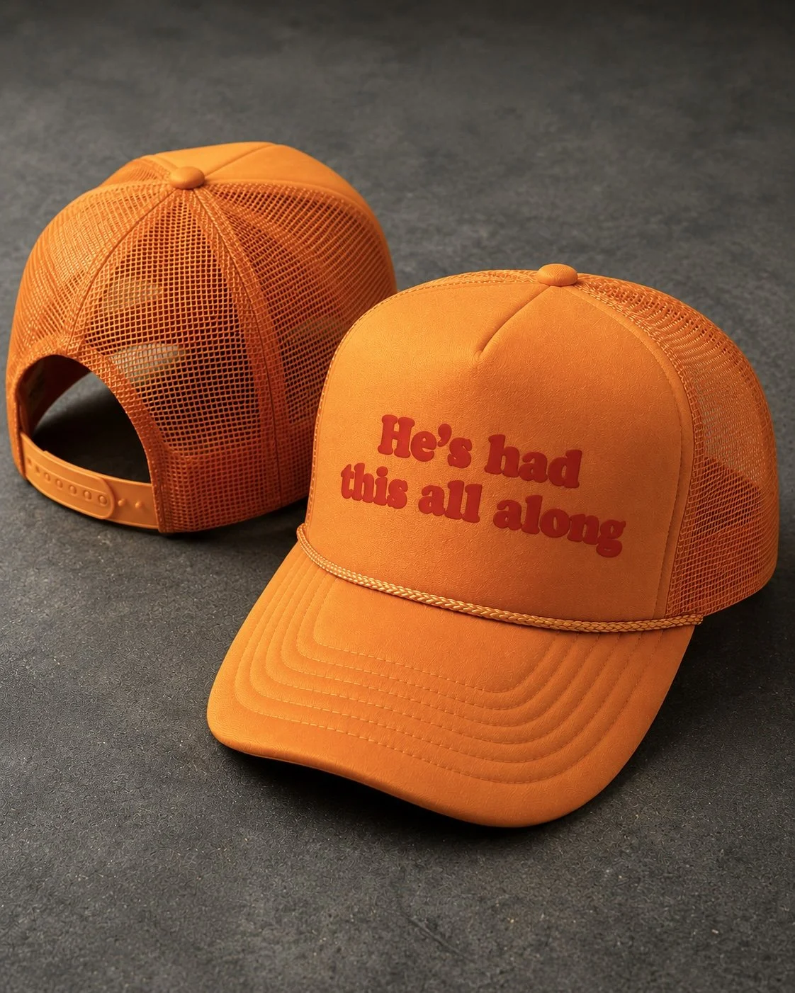 Gold Trucker Hat – "He's Had This All Along"