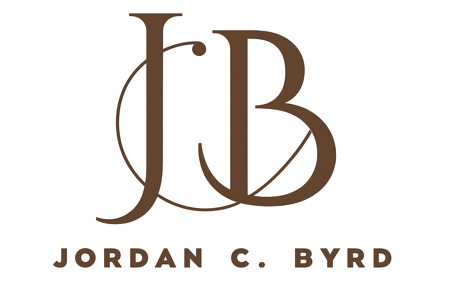 A logo featuring the initials JCB intertwined in a stylized design, with the name Jordan C. Byrd written below in brown capital letters.