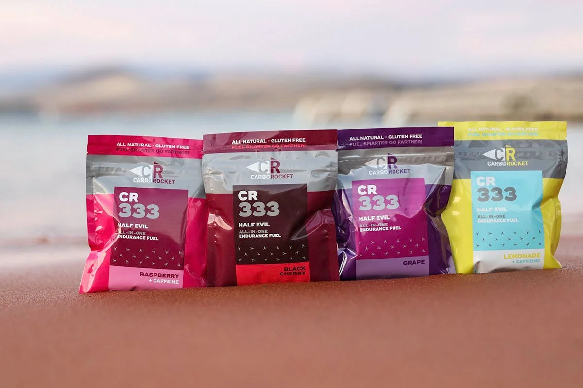 Single serving packaging for CarboRocket’s 333 endurance fuel