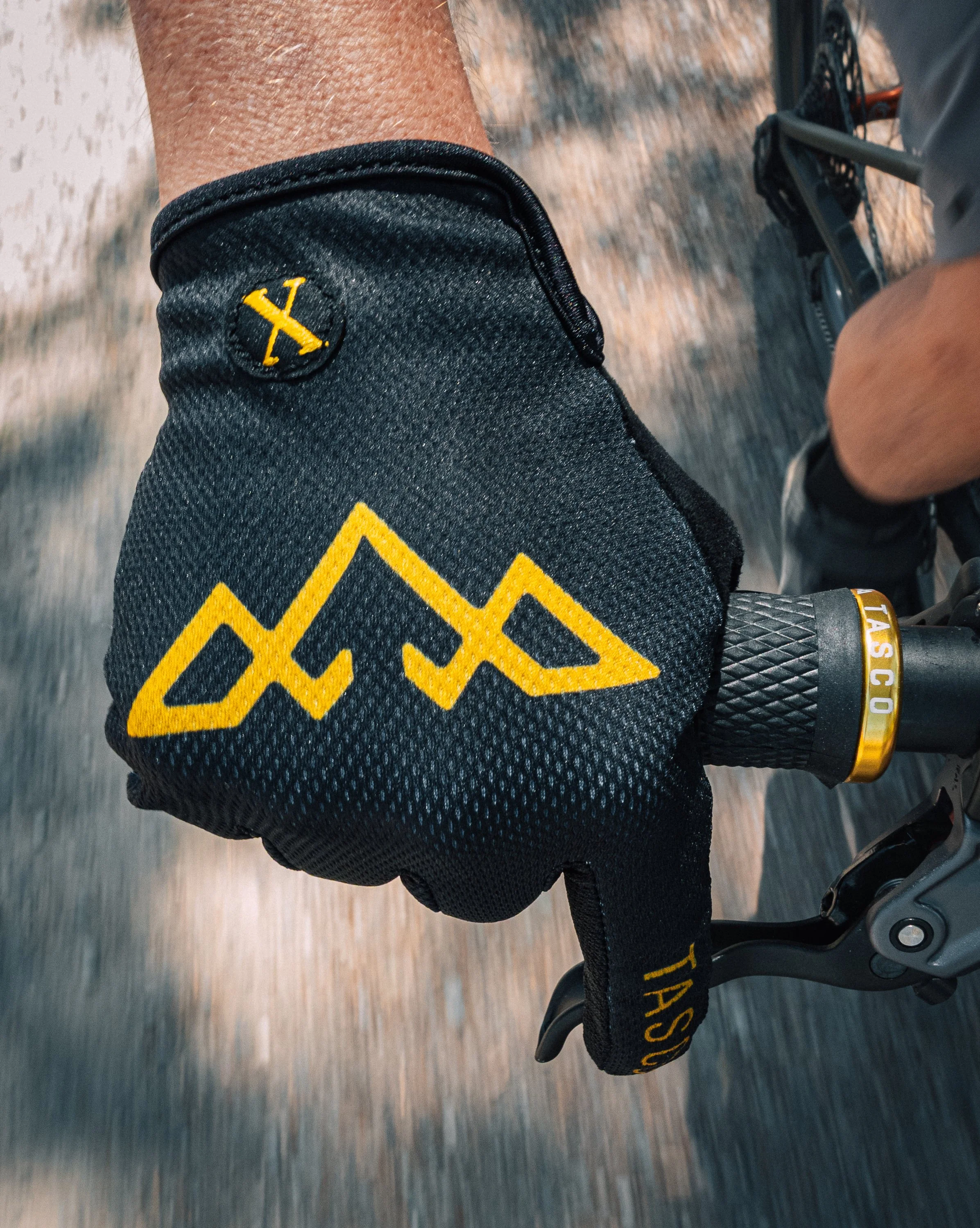 action close up photo of mountain bike glove