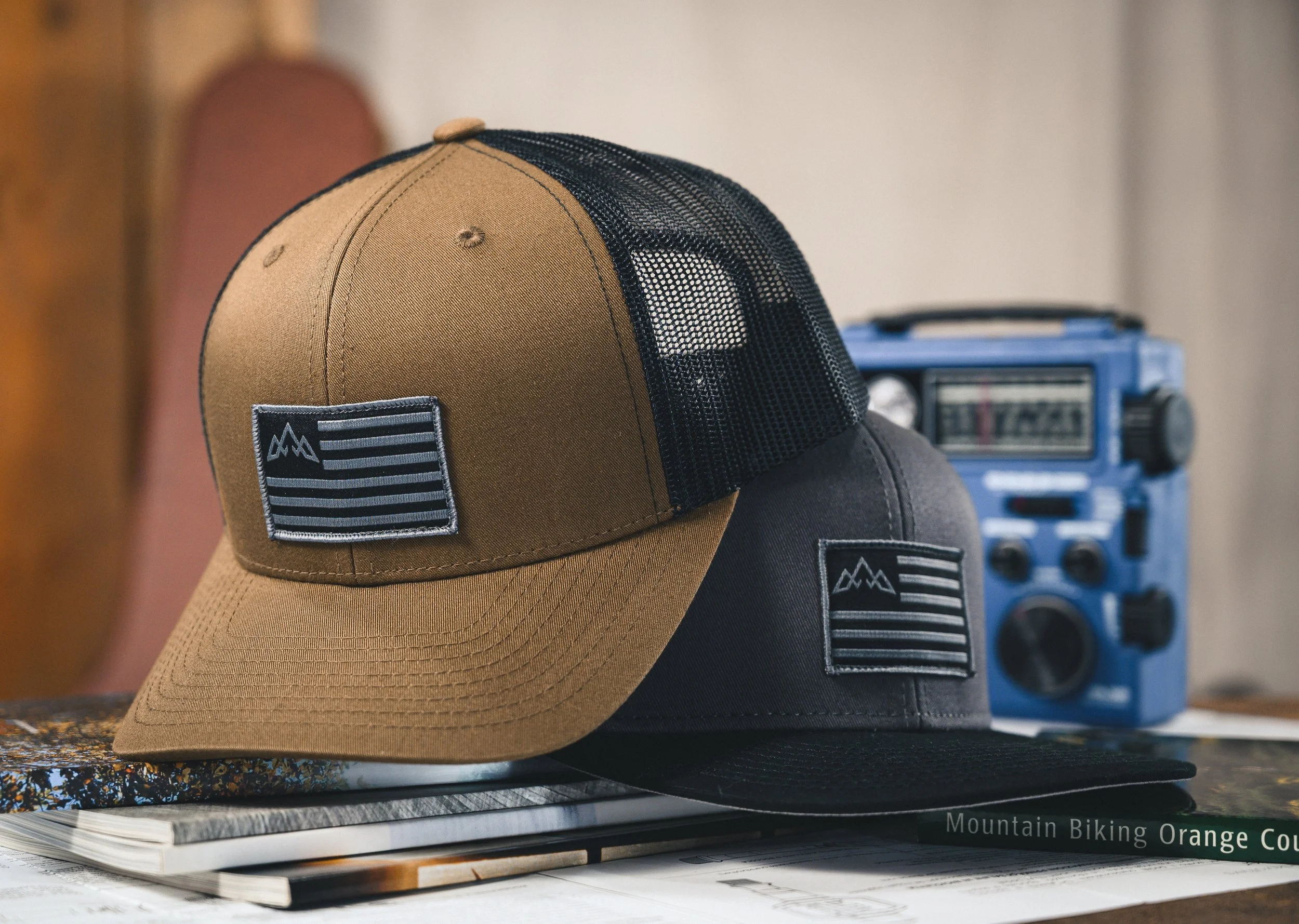 still life catalog photo of hats