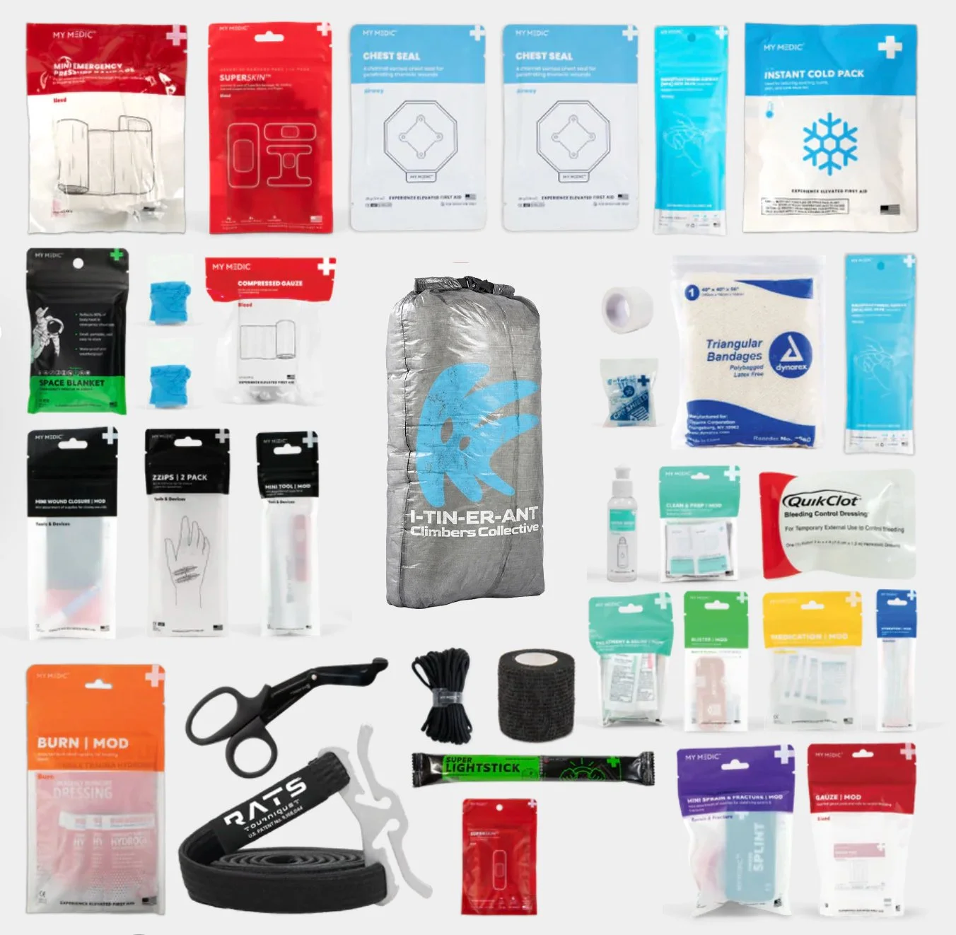  Guide-style First Aid Kit  Many of the kits that you buy for hiking and backpacking come with stuff that is either too bulky or not useful for what you are trying to take with you on a multipitch climb. The Baiyansi kit features a trim set of essent