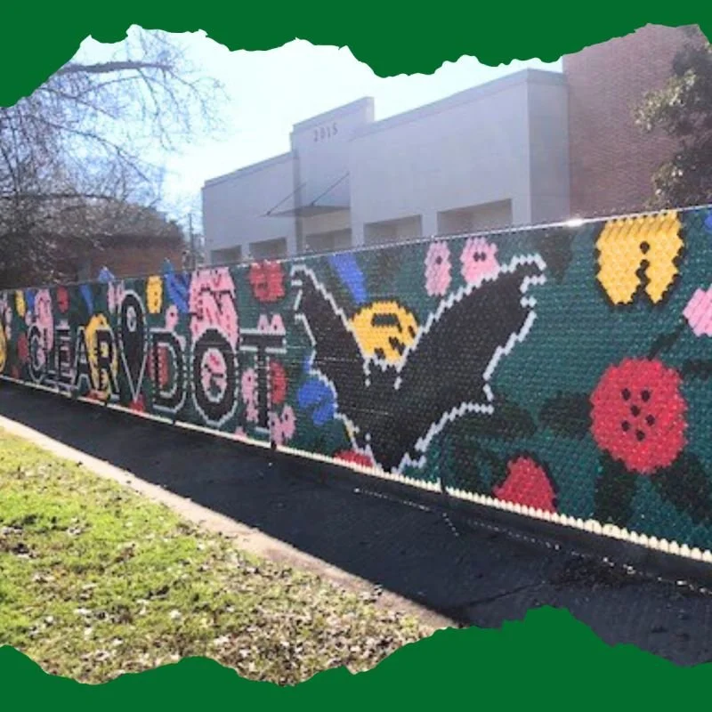 Fence decorated with colorful put-in cups design
