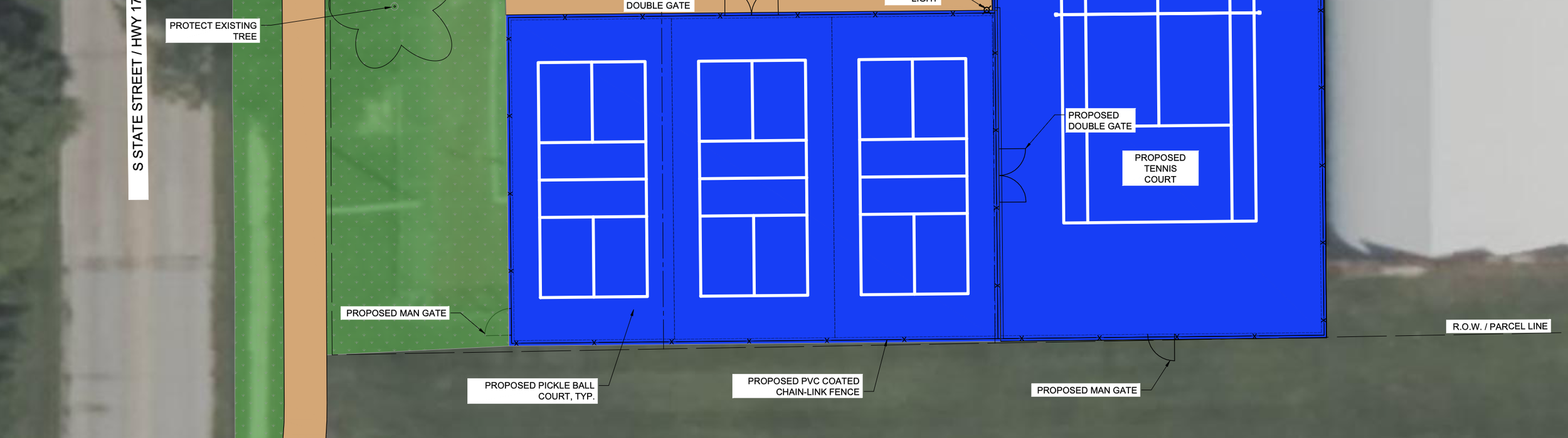 Design plan for tennis and pickleball courts
