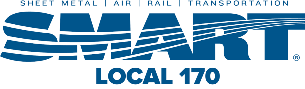 SEARlT logo with the words 'Sheet Metal', 'Air', 'Rail', 'Transportation', and 'Local 170' in blue text.
