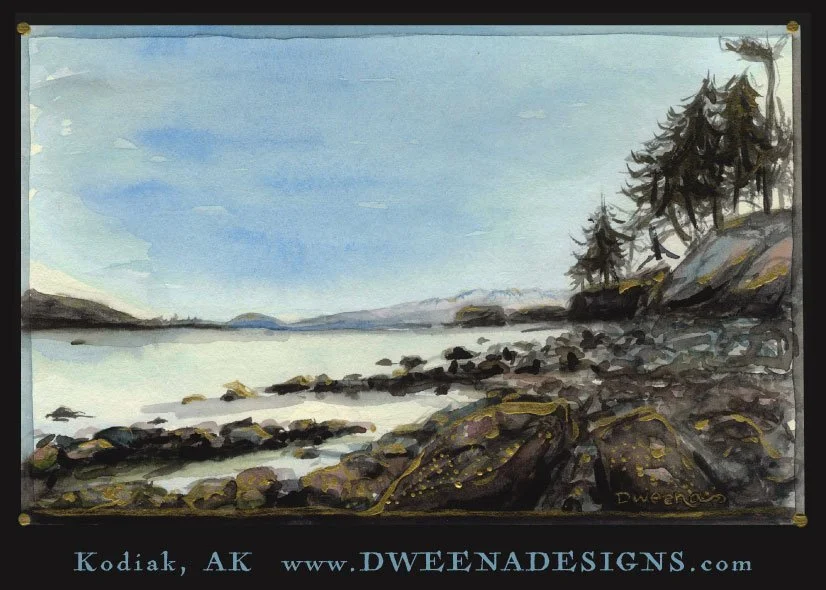 Kodiak WWII Junk Beach Watercolor Print