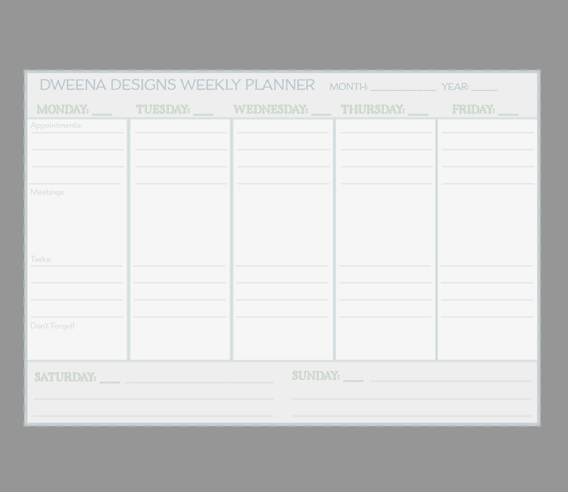 Basic WEEKLY PLANNER