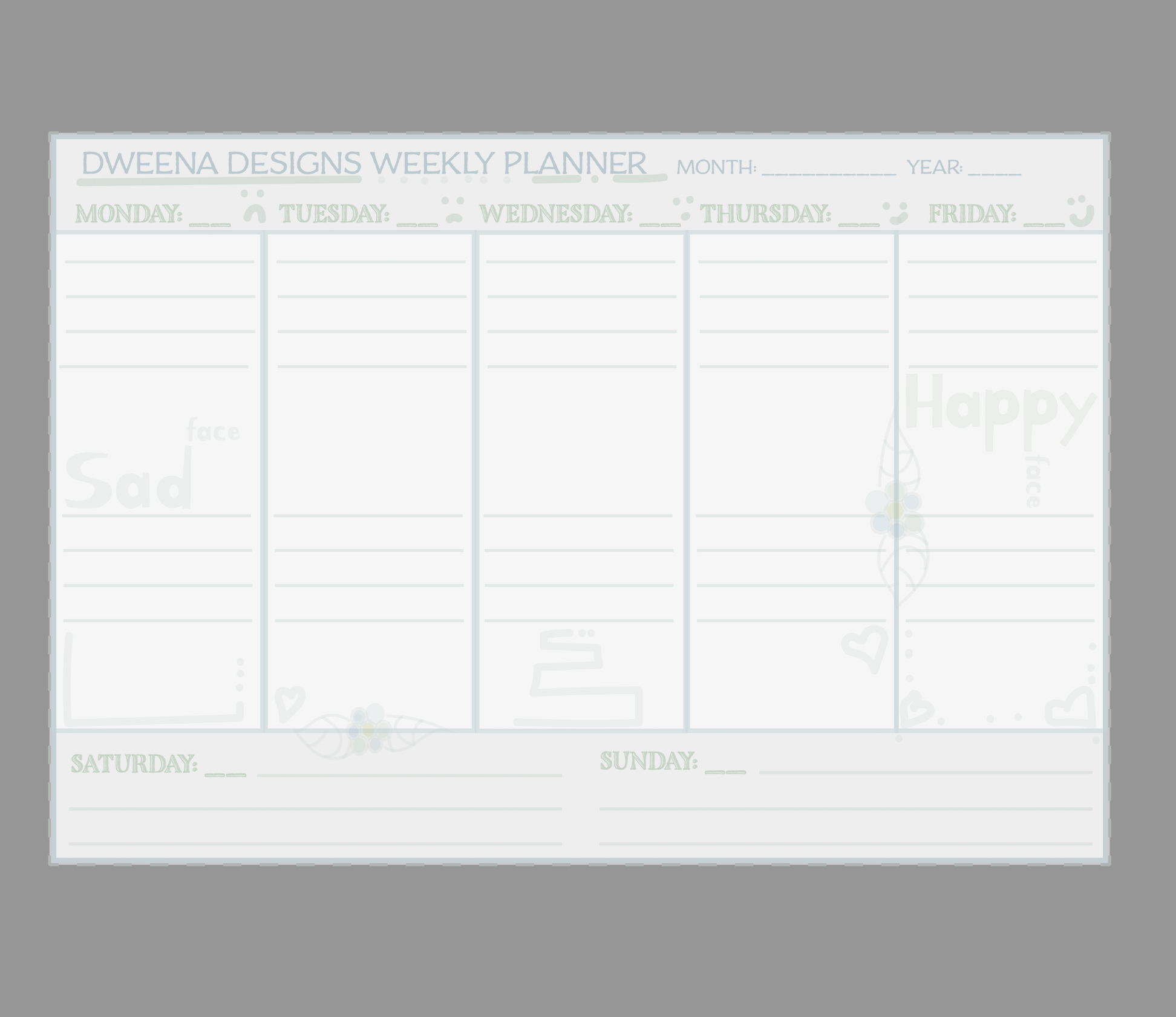 Happy/Sad WEEKLY PLANNER