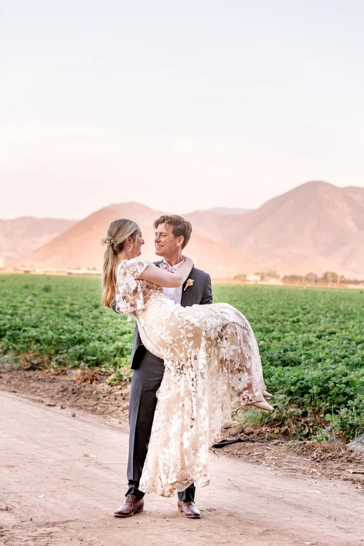 Bride wearing Seville by Watters on her wedding day