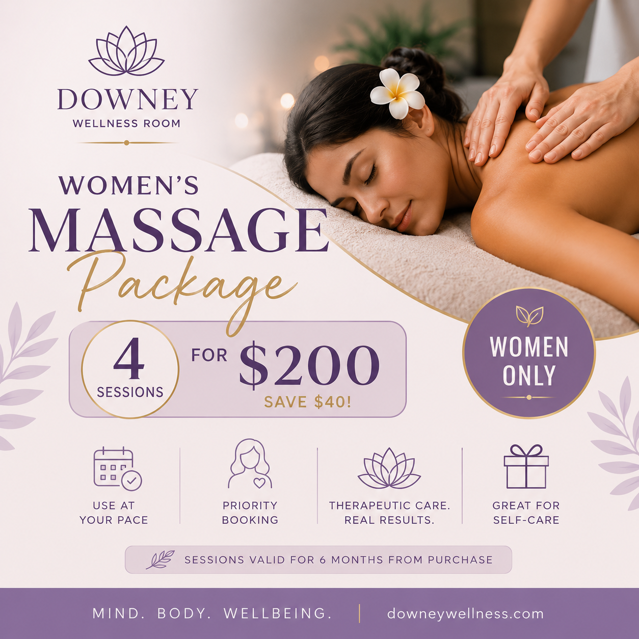 Women's Massage Package – 4 Sessions for $200