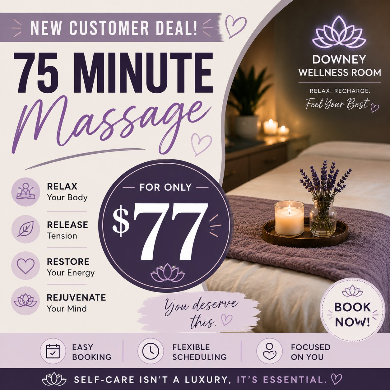 75-Minute Rejuvenating Massage - New Customer Special