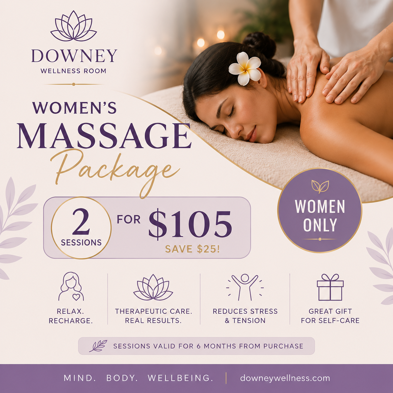 Women's Massage Package – 2 Sessions for $105