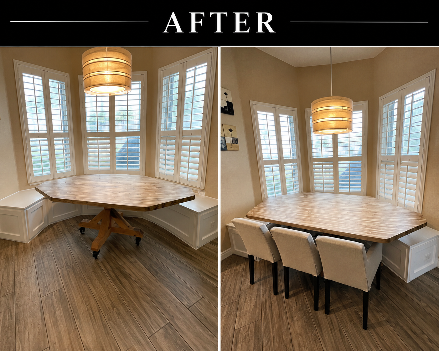 Custom Built-In Breakfast Nook with Live-Edge Dining Table