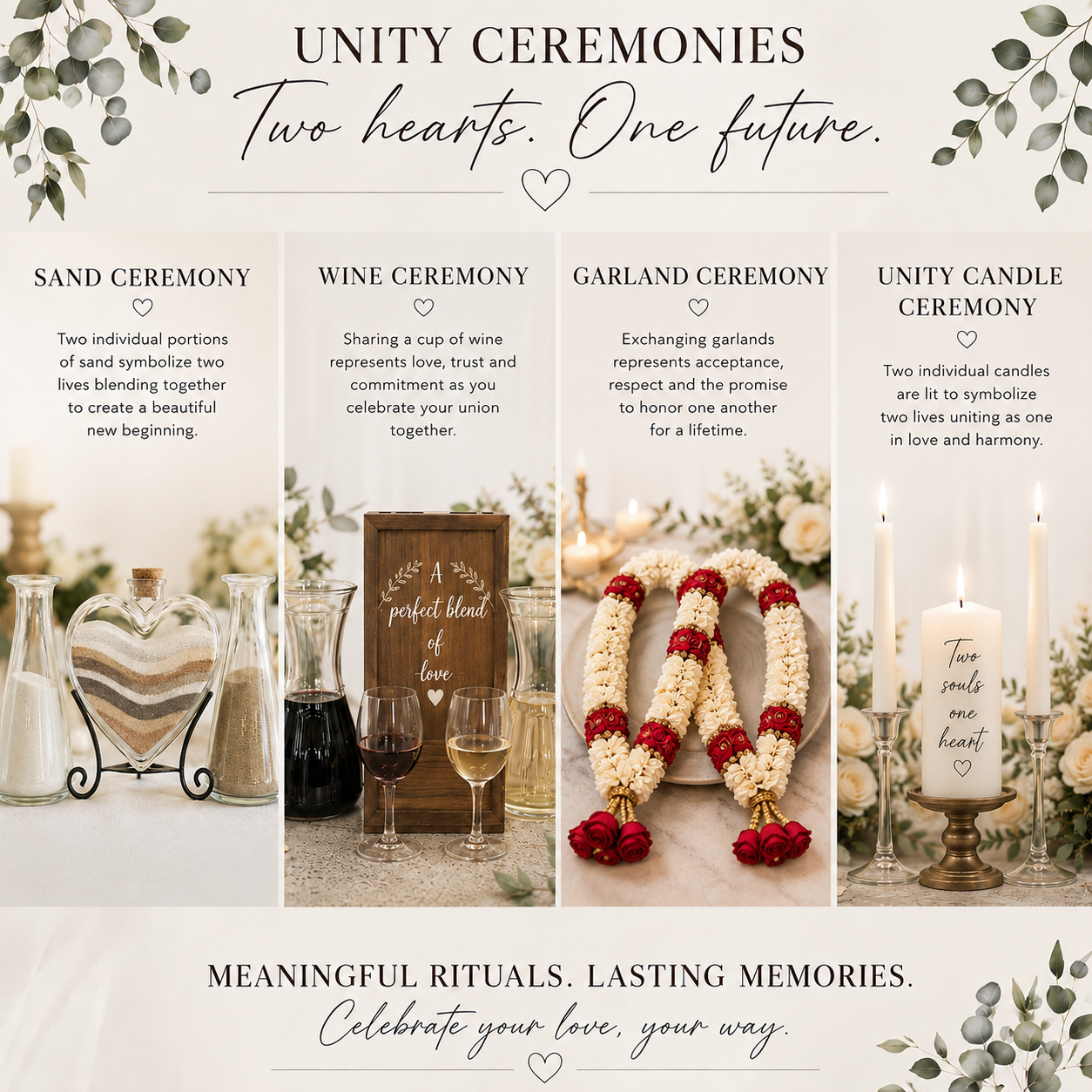 unity ceremonies, wedding ceremonies, types of weddings, new trends in weddings, wine ceremony, candle ceremony, sand ceremony,garland ceremony,jaimala ceremony