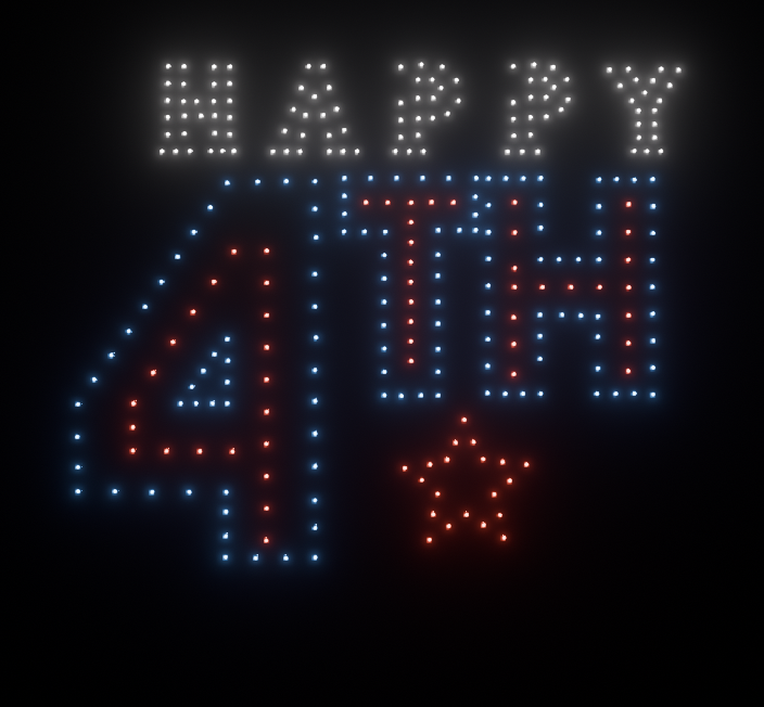 Light-up sign that says "HAPPY 41st" with a red star.