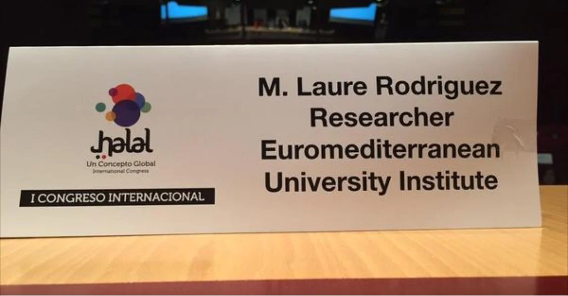 Cartel que muestra el logo del Congreso Internacional, con el texto: M. Laure Rodriguez, Investigadora, Universidad Euromediterránea, Instituto, y un encabezado en negrita que dice 'I Congreso Internacional'.