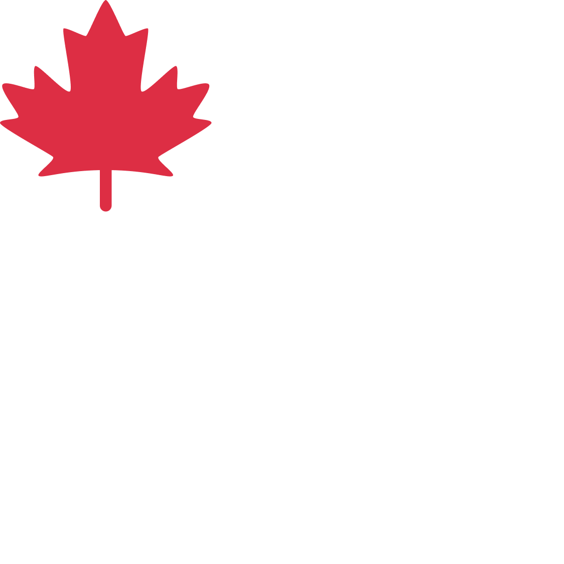 Scales of justice with a red maple leaf attached to the top left side.