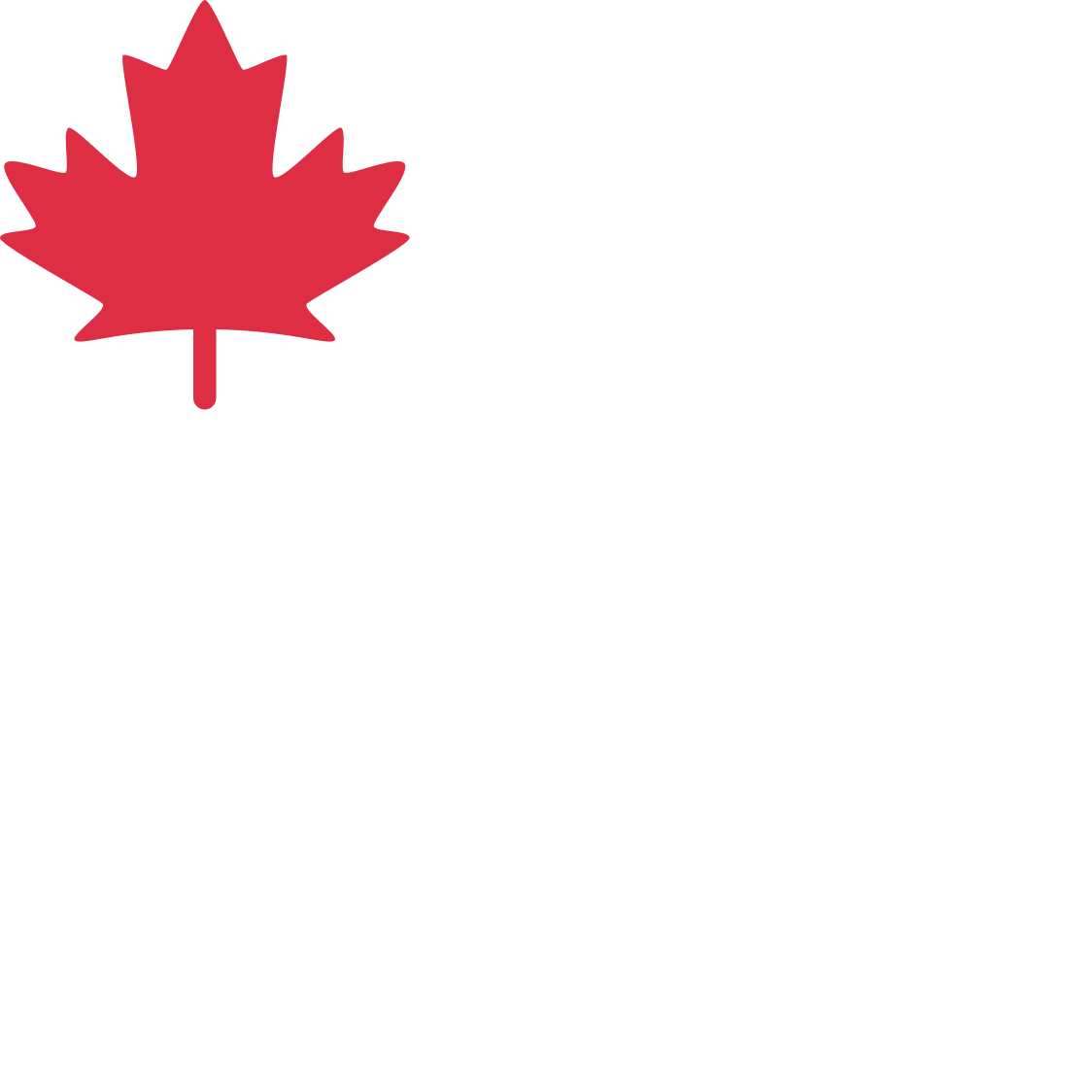 A graphic of a hockey stick, puck, and a maple leaf, representing Canada.