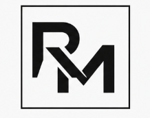 Logo with the letters RM inside a thin black rectangle