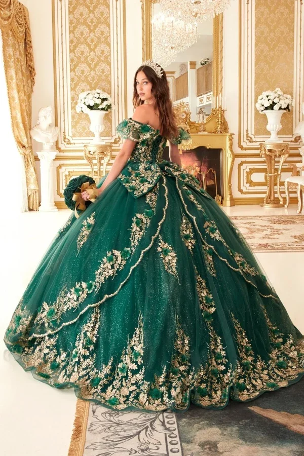 Emerald Green quinceañera ball gown available at The Occasion House in West Hempstead NY