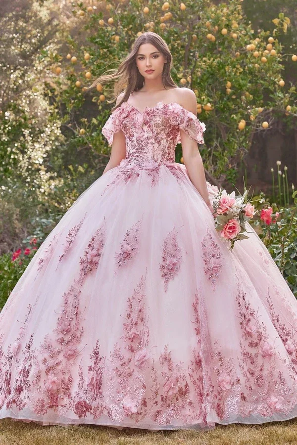 Blush pink quinceañera ball gown available at The Occasion House in West Hempstead NY