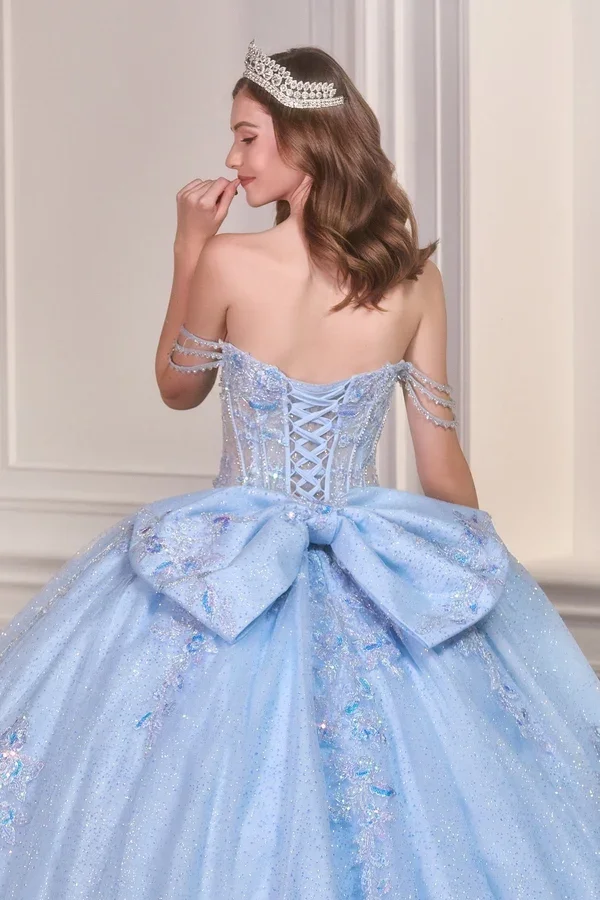 Light Blue quinceañera ball gown available at The Occasion House in West Hempstead NY