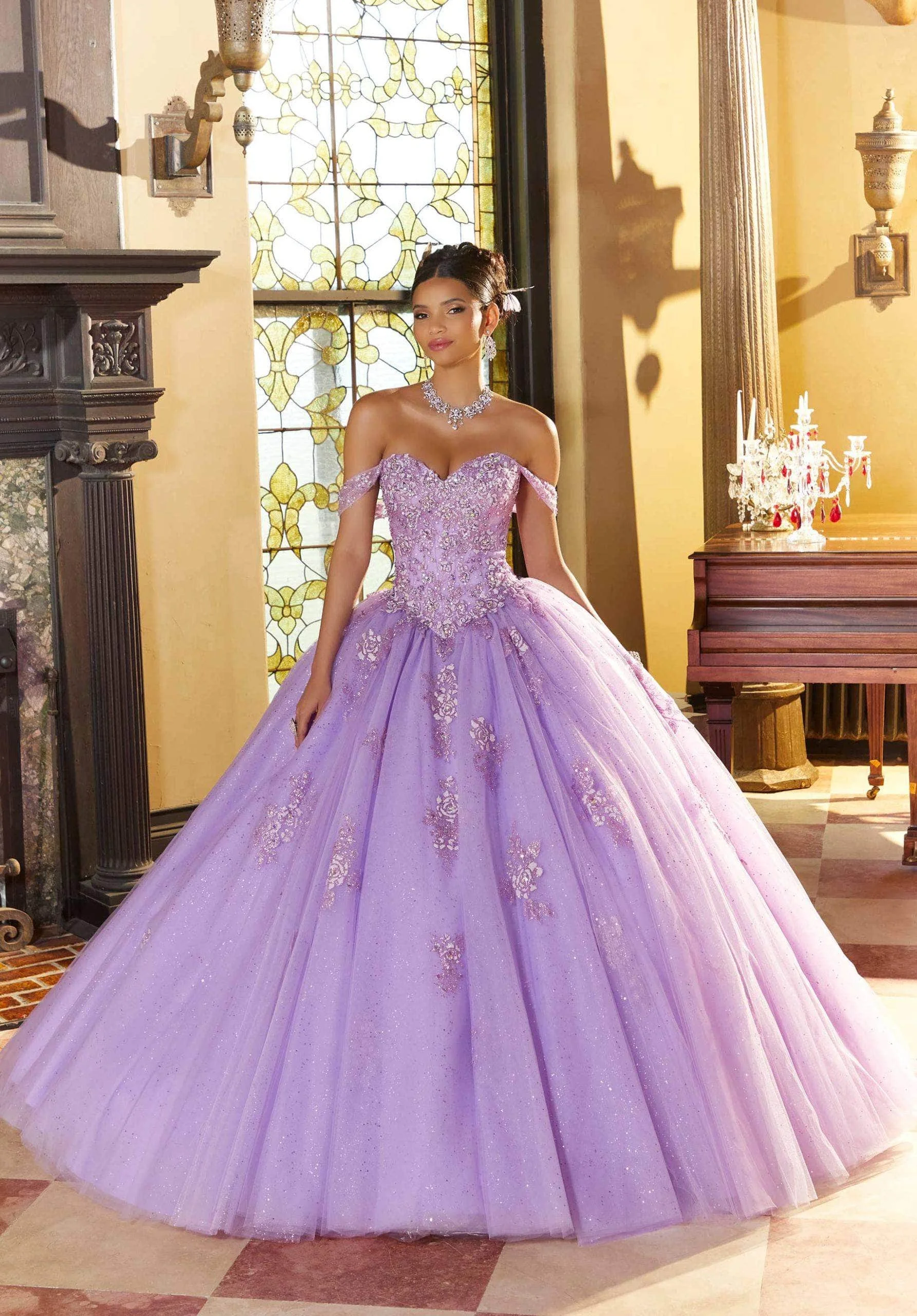 Lilac lavender quinceañera ball gown available at The Occasion House in West Hempstead NY