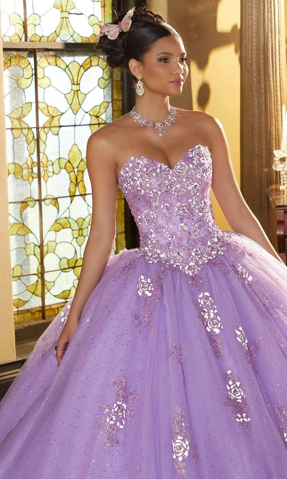Lilac lavender quinceañera ball gown available at The Occasion House in West Hempstead NY