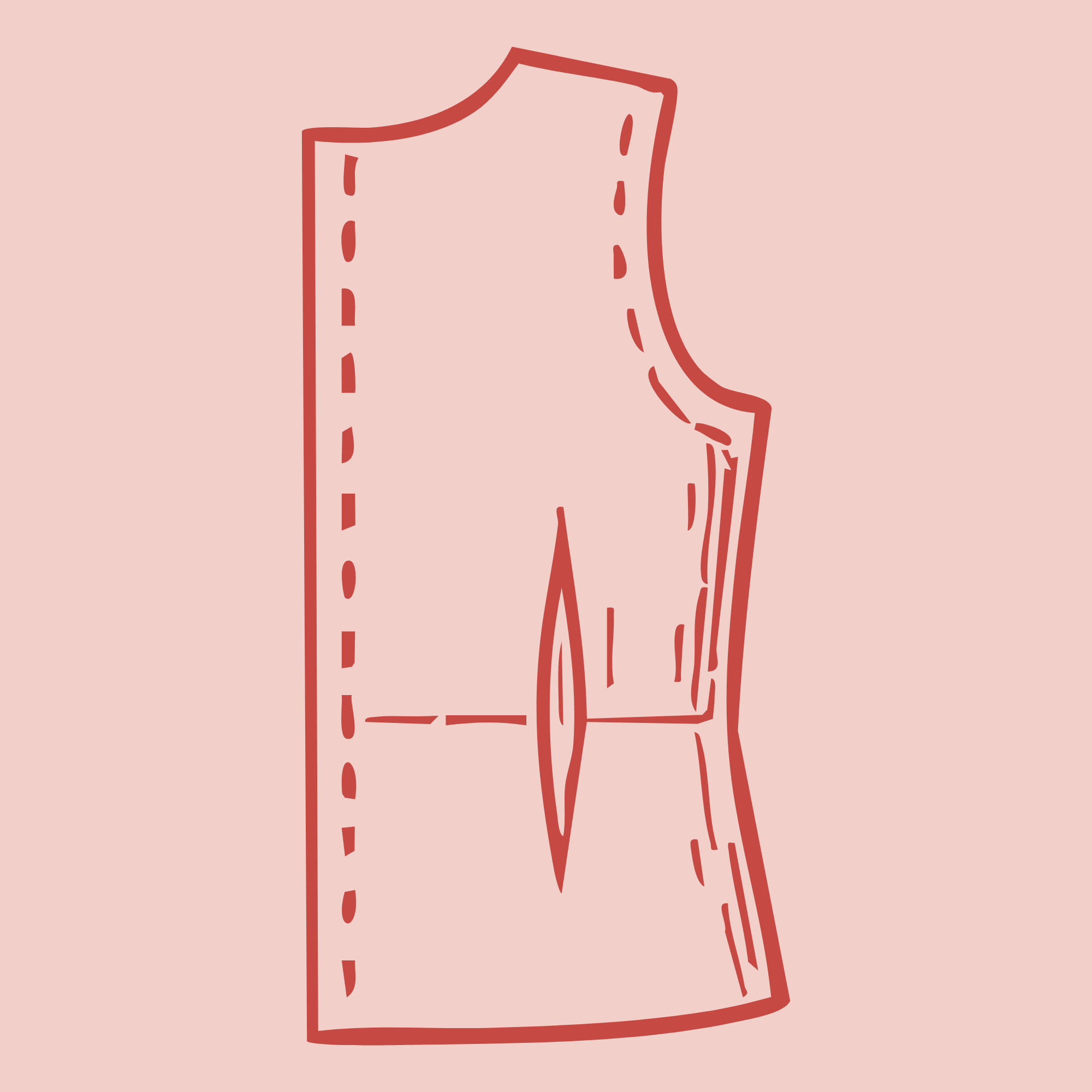 Minimalist illustration of a folding knife with a brown handle and blade against a pink background.