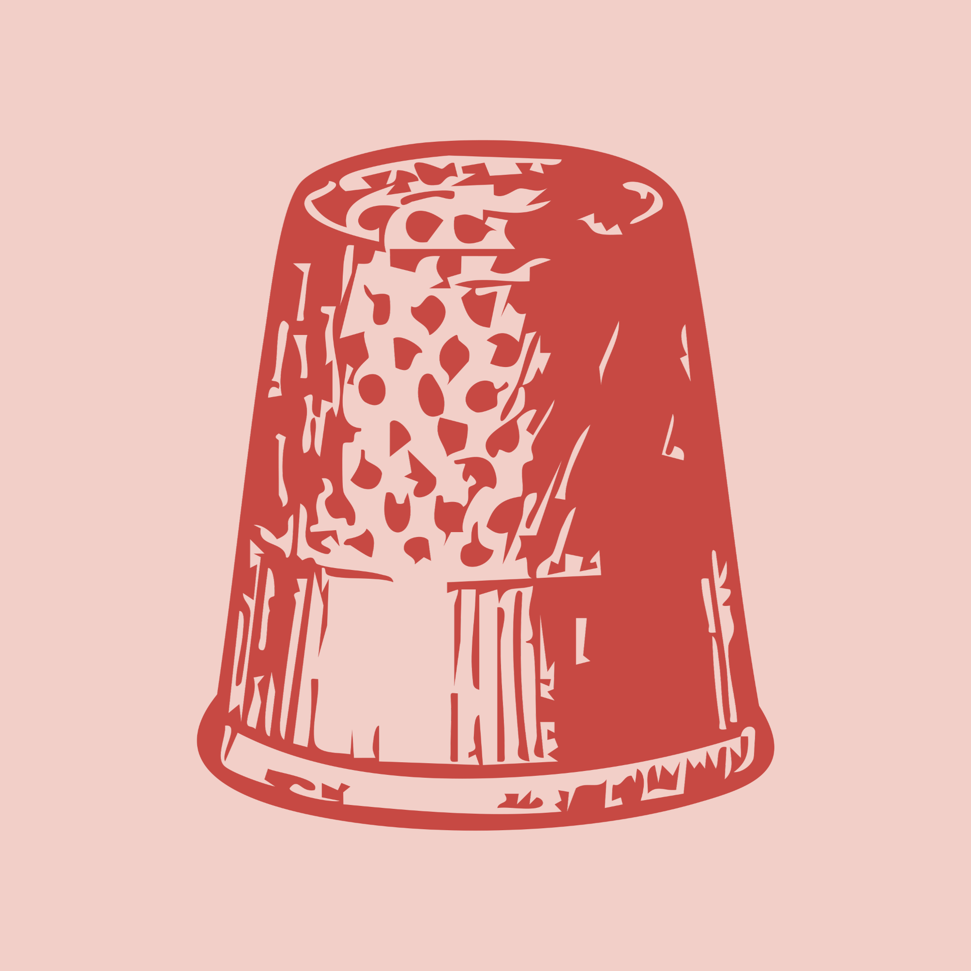 Illustration of a red and white cheese wedge with mozzarella-like holes on a pink background.