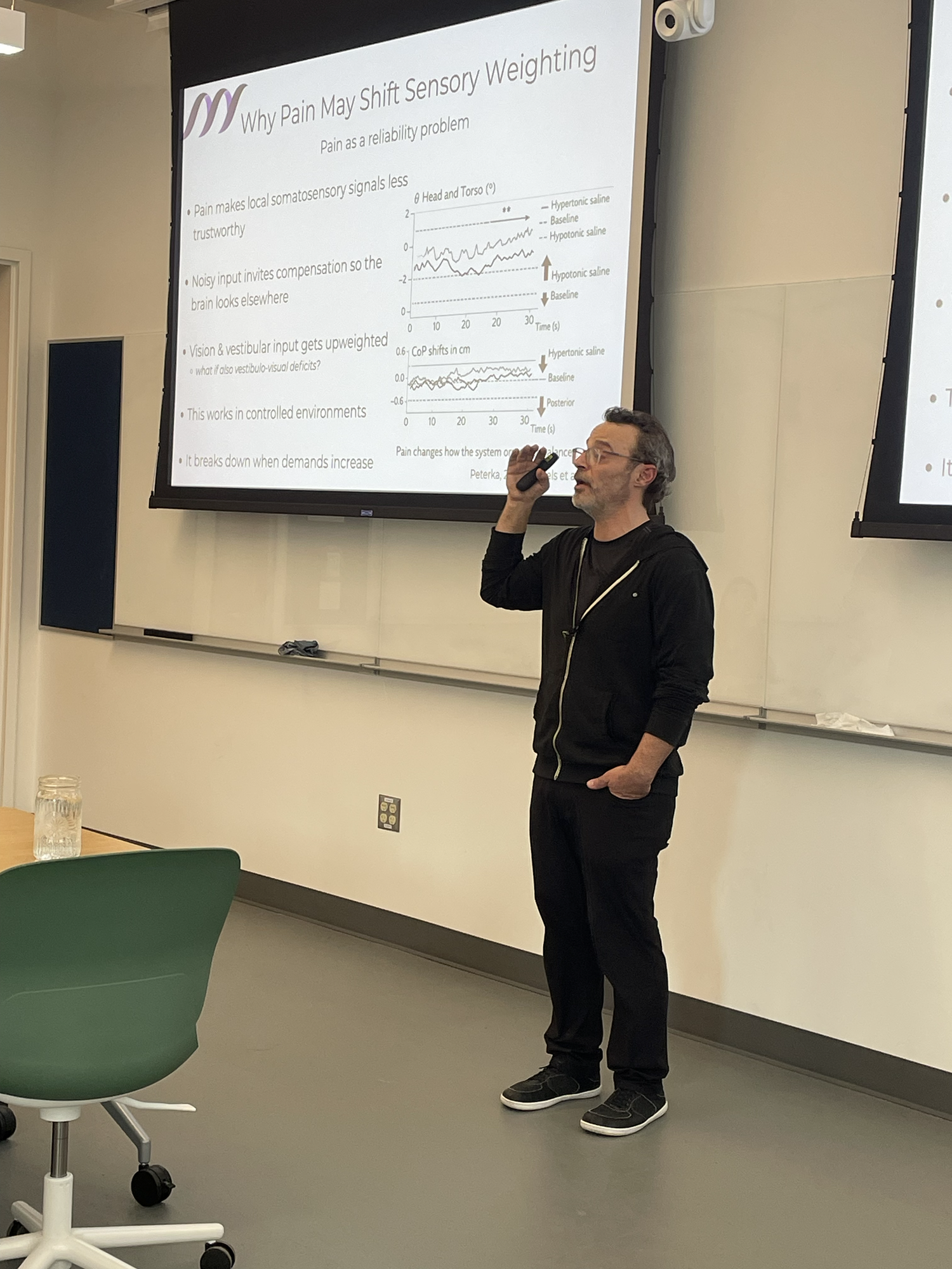 Adam Wolf teaching a course on pain and sensory weighting