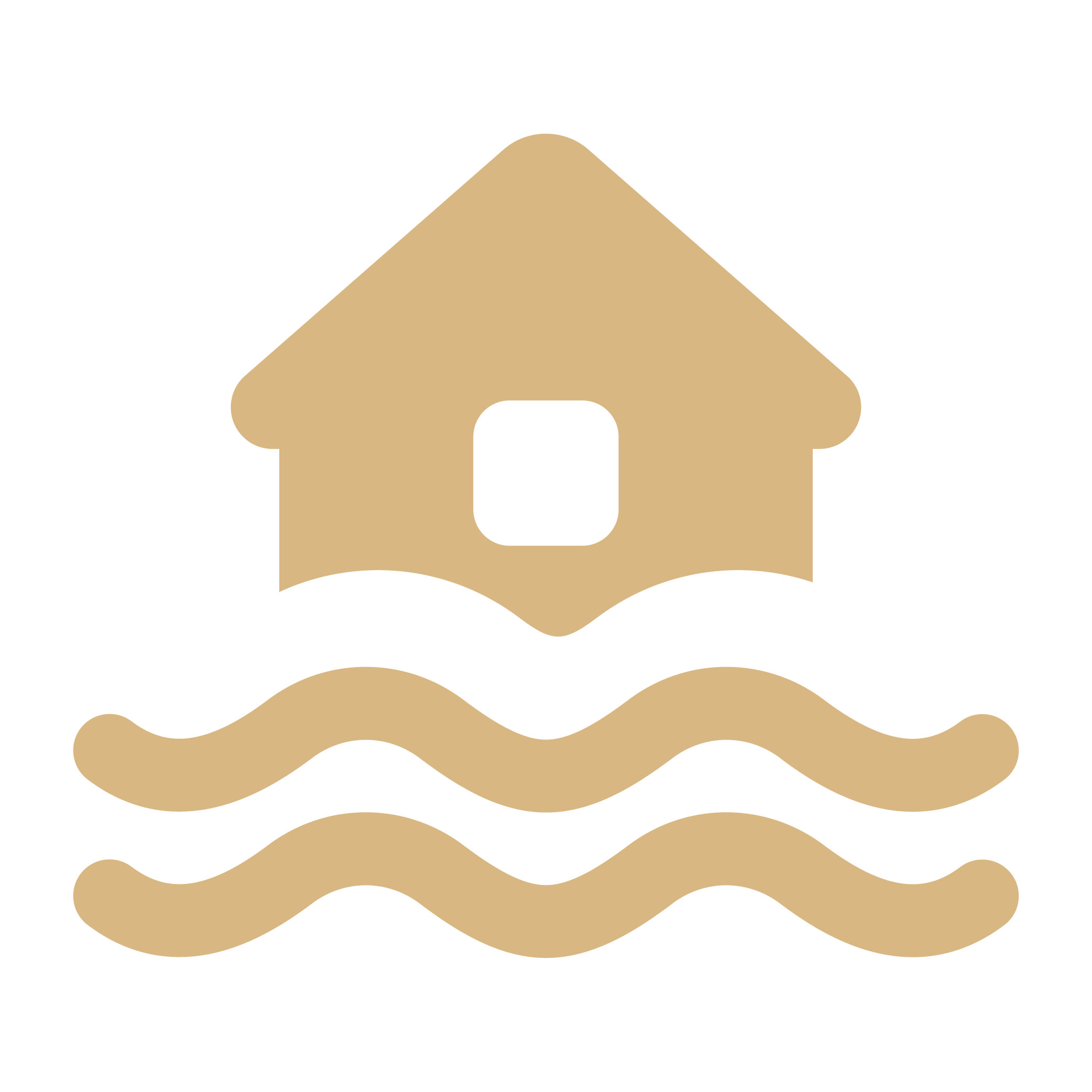Icon of a house near the water.